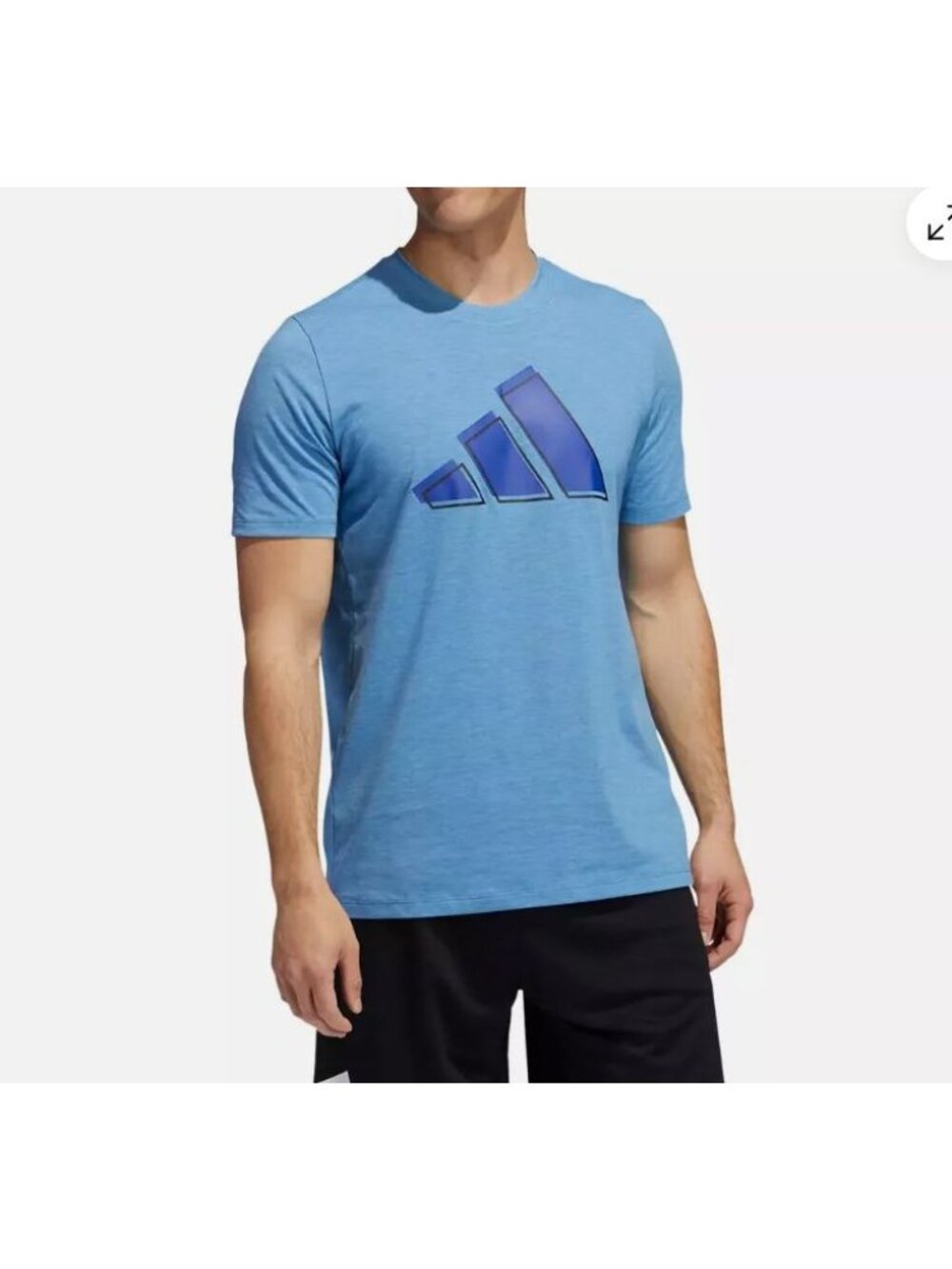 Adidas Tshirt Large Blue Aeroready Short Sleeve Primegreen Activewear Workout